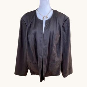 Talbots Blazer Jacket Faux Suede Brown (24W)